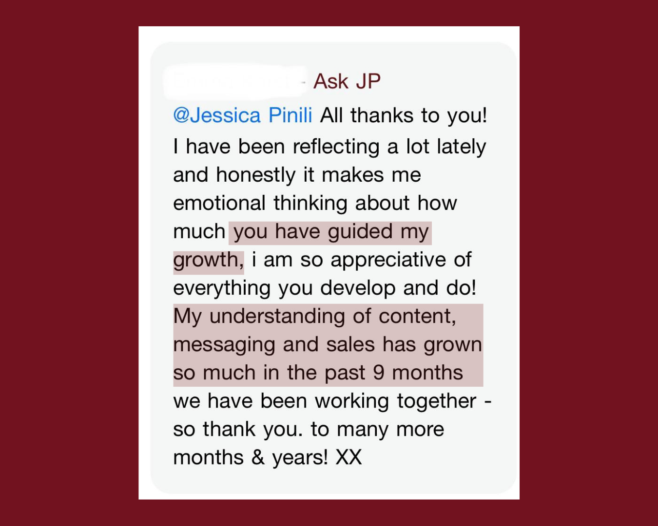 Member testimonial