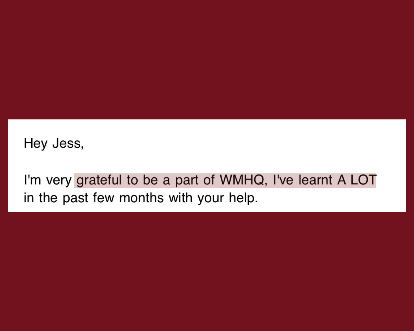 Member testimonial