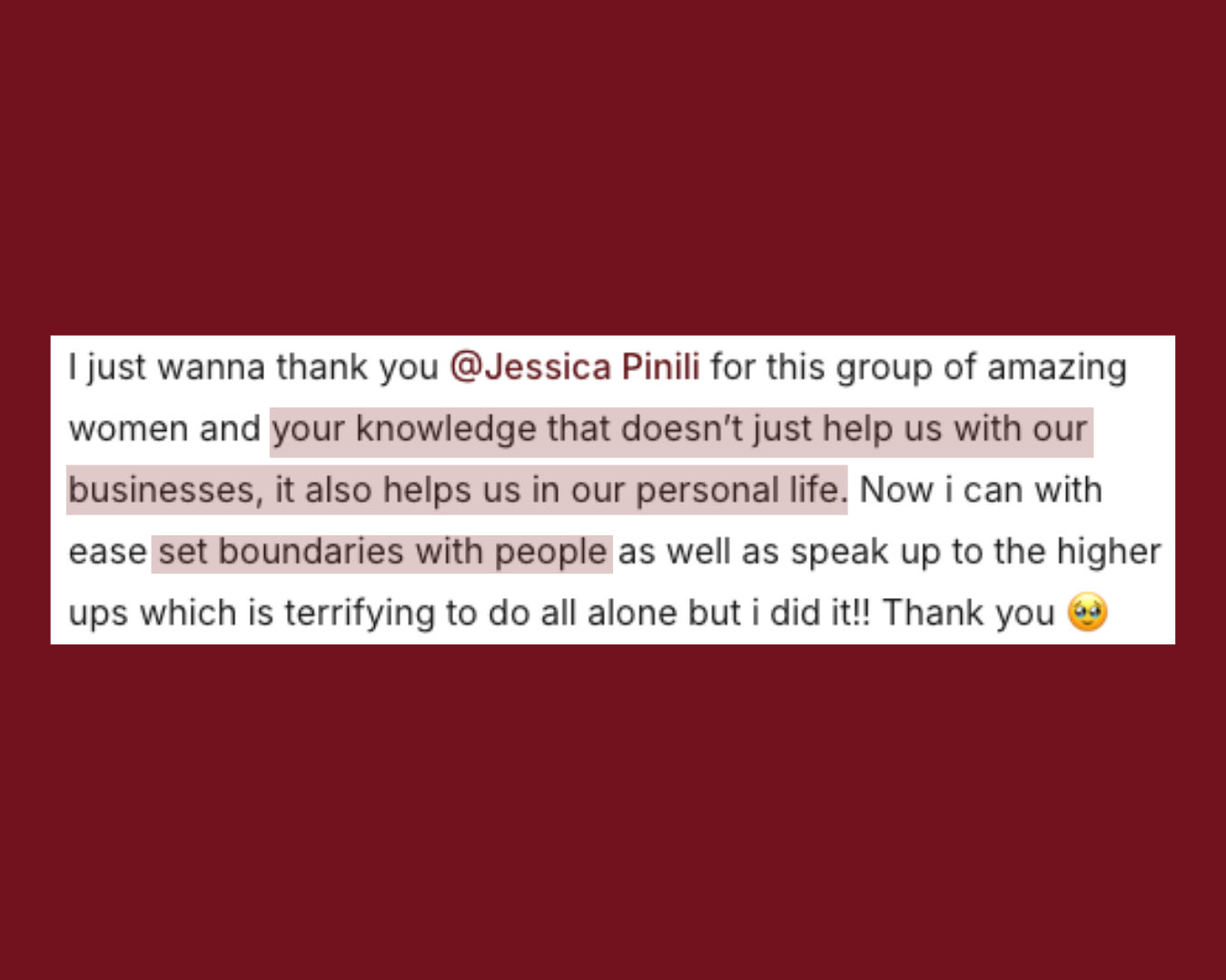 Member testimonial