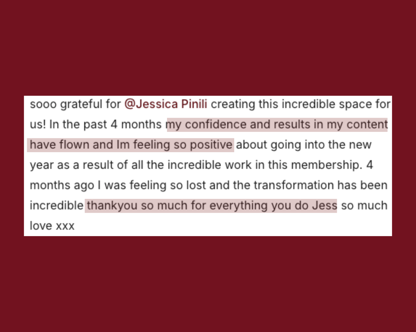 Member testimonial